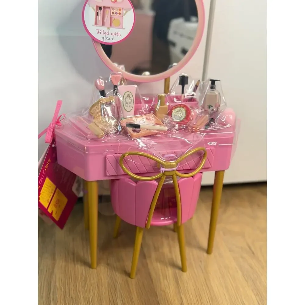 Our Generation Vanity Table and Chair Doll Furniture Set Accessories Playset NEW